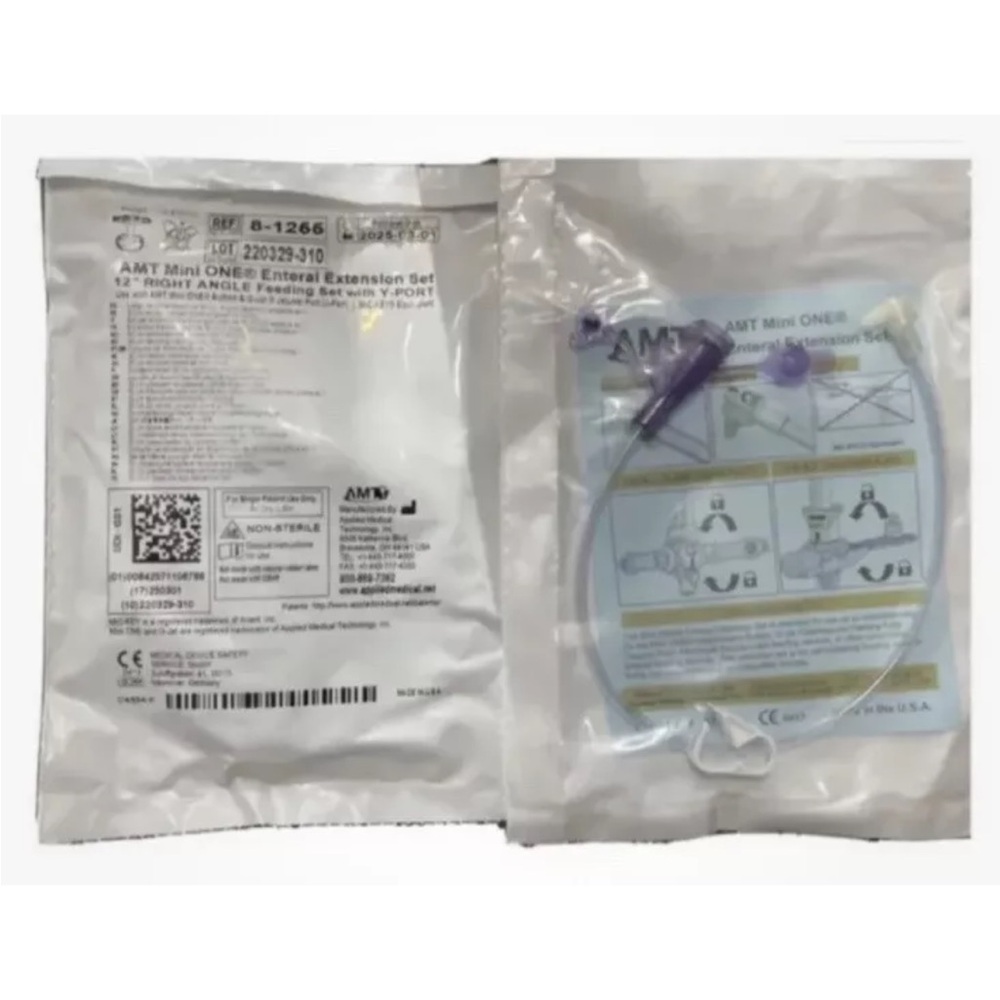 COPY - SET OF 5 - AMT Mini ONE Enteral Extension Set 12" Right Angle, Y-Port 8-…